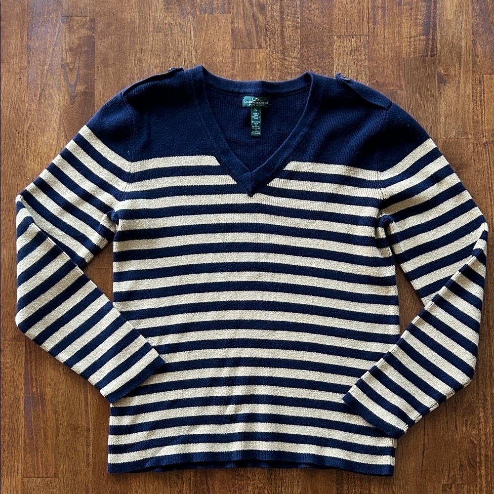 Lauren, Ralph Lauren preppy, casual, royal blue and gold women’s sweater size XL